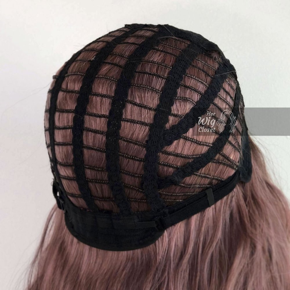Dusty Pink Ombre Wavy Wig Dk Roots | Rosie - Picture 6 of 6